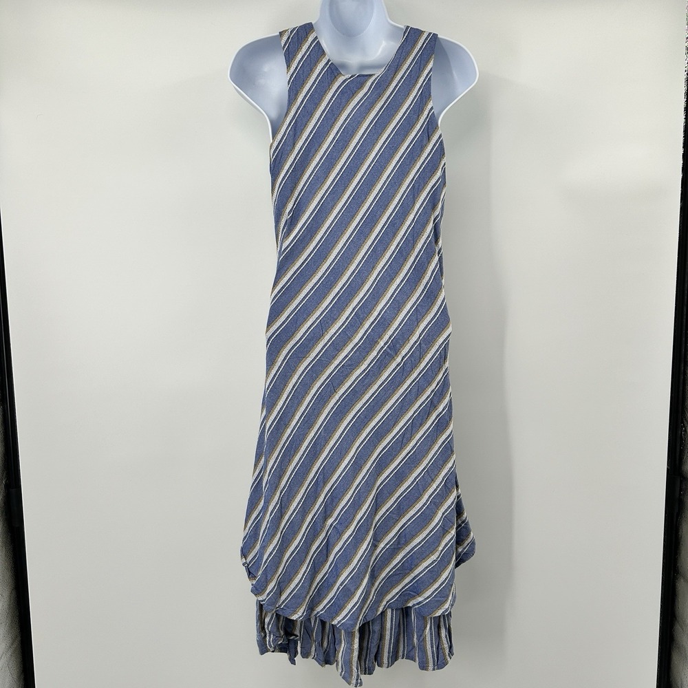 Parsley & Sage Coastal Cottage Midi Dress Womens M Lagenlook Flowy Layers Blue - Picture 3 of 12